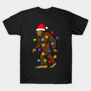 Bigfoot Christmas Lights Tree Xmas Bigfoot Lover Pajamas T-Shirt